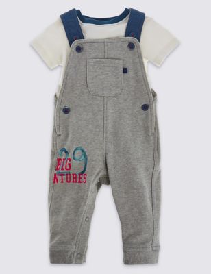 2 Piece Pure Cotton Bodysuit & Dungaree Outfit